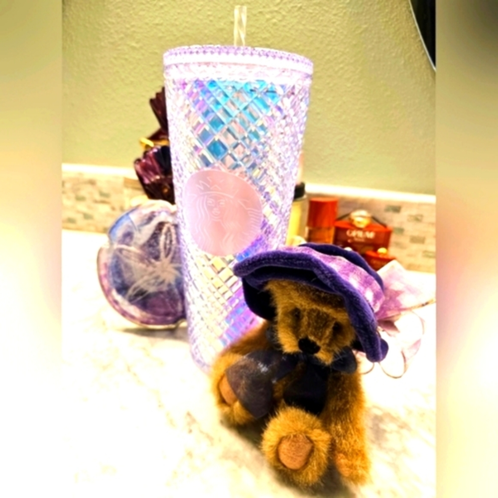 STARBUCKS IRIDESCENT UNICORN BLING DIAMOND CUT JEWEL TUMBLER - Picture 3 of 16